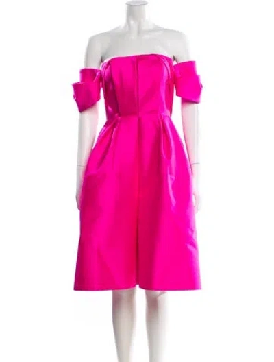 Pre-owned Dice Kayek Off-the-shoulder Knee-length Dress In Pink