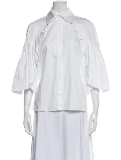Pre-owned Dice Kayek Off-the-shoulder Three-quarter Sleeve Blouse In White