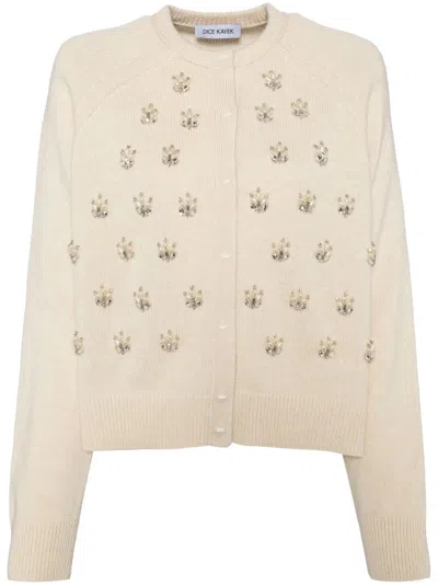 Dice Kayek Pearl-embellished Cardigan In Neutrals