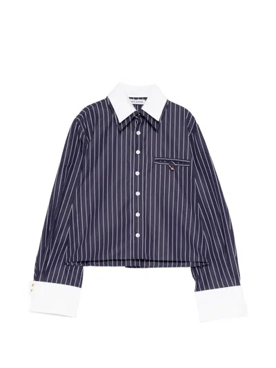 Dice Kayek Pinstriped Contrast-collar Shirt In Blue