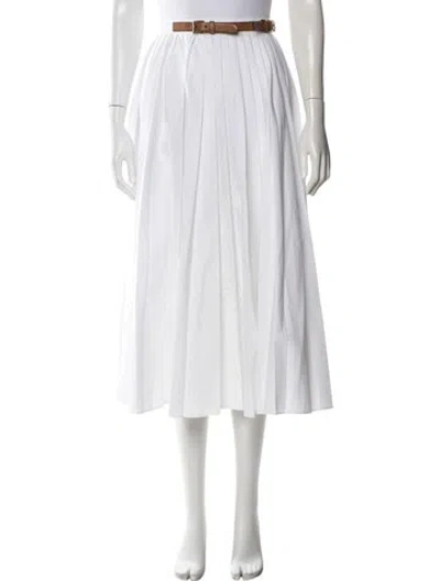 Pre-owned Dice Kayek Pleated Accents Midi Length Skirt In White