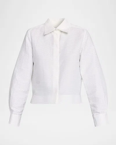 Dice Kayek Pleated Cotton Poplin Button-down Shirt In White