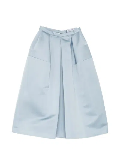 Dice Kayek Pleated Satin-finish Skirt In Blue