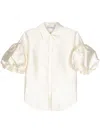 Dice Kayek Puff-sleeve Button-down Shirt In White