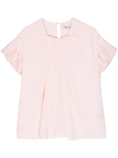 Dice Kayek Ruffle-sleeve Silk Blouse In 粉色