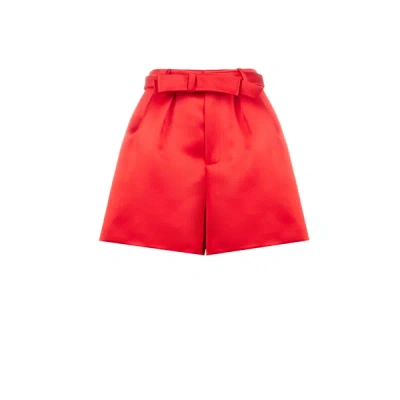 Dice Kayek Satin Shorts With Belt In Red