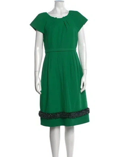 Pre-owned Dice Kayek Scoop Neck Midi Length Dress In Green
