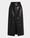 Dice Kayek Sequined Check Slit Midi Skirt In Black