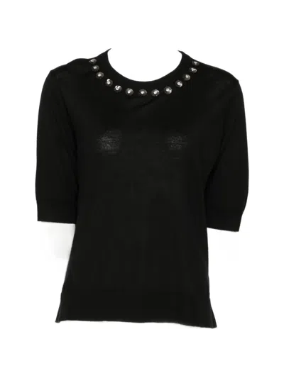Dice Kayek Sequin-embellished Wool Top In Black