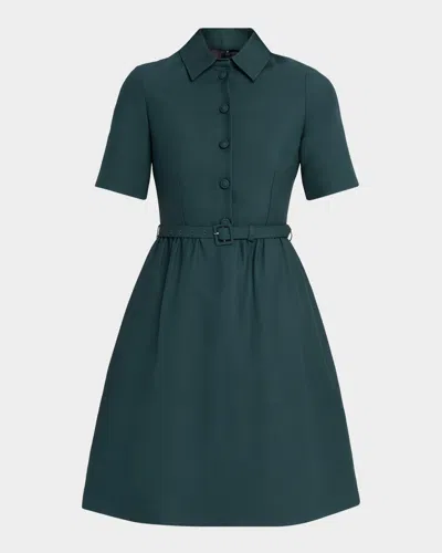 Dice Kayek Short-sleeve Belted Mini Shirtdress In Green
