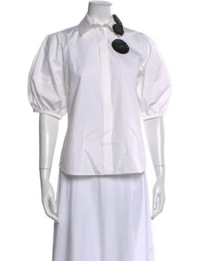 Pre-owned Dice Kayek Short Sleeve Blouse In White