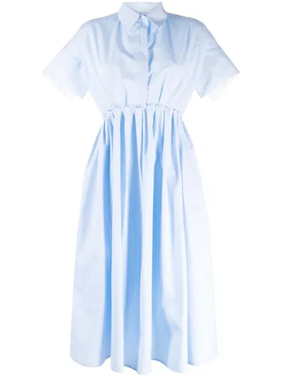 Dice Kayek Short-sleeve Cotton Midi Shirtdress In Blue