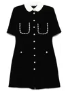 Dice Kayek Short Sleeves Peter Pan Collar Shift Dress In Black