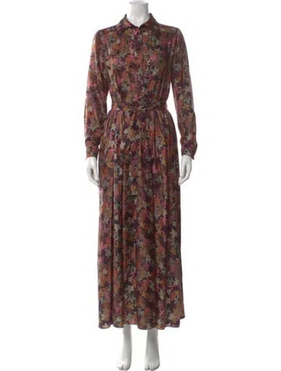 Pre-owned Dice Kayek Silk Long Dress In Multi