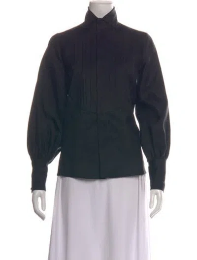 Pre-owned Dice Kayek Silk Long Sleeve Blouse In Black