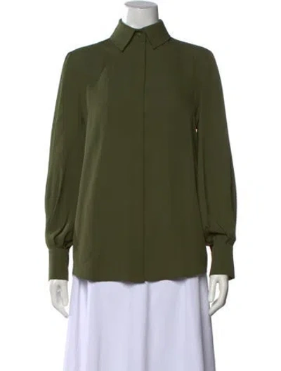Pre-owned Dice Kayek Silk Long Sleeve Blouse In Green