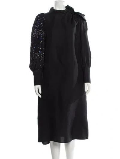 Pre-owned Dice Kayek Silk Midi Length Dress In Black