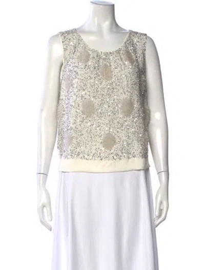 Pre-owned Dice Kayek Silk Patterned Top W/ Tags In White