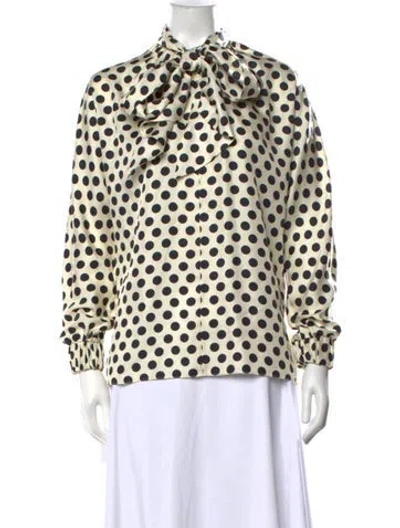 Pre-owned Dice Kayek Silk Polka Dot Print Blouse In Neutrals