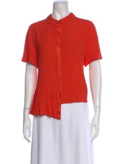 Pre-owned Dice Kayek Silk Short Sleeve Blouse In Orange