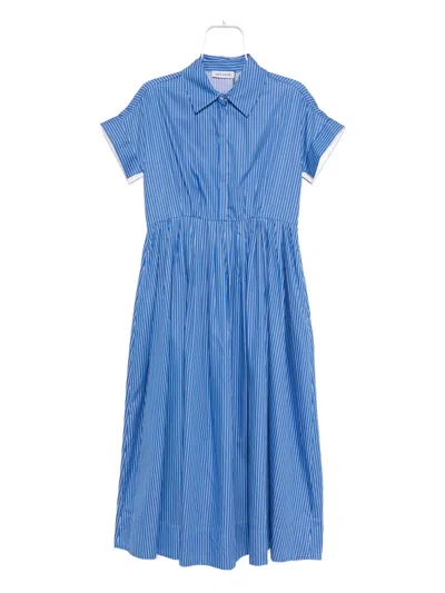Dice Kayek Striped Cotton Shirt Dress In Blue