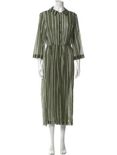 Pre-owned Dice Kayek Striped Long Dress In Green