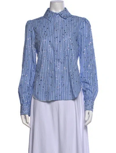 Pre-owned Dice Kayek Striped Long Sleeve Top In Blue
