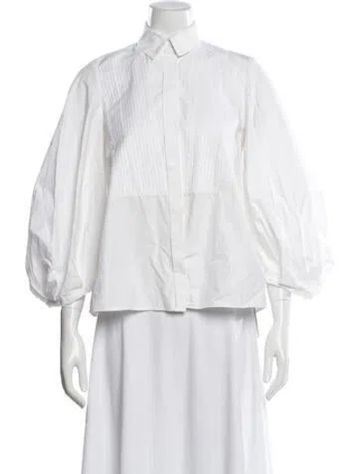 Pre-owned Dice Kayek Three-quarter Sleeve Blouse In White