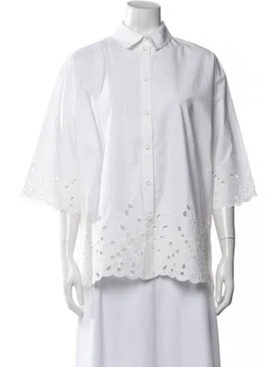 Pre-owned Dice Kayek Three-quarter Sleeve Blouse In White