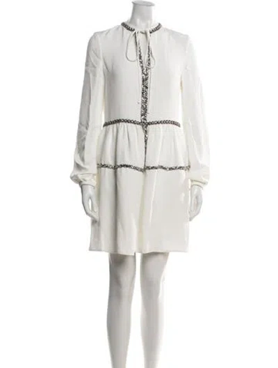 Pre-owned Dice Kayek Tie Neck Mini Dress W/ Tags In White
