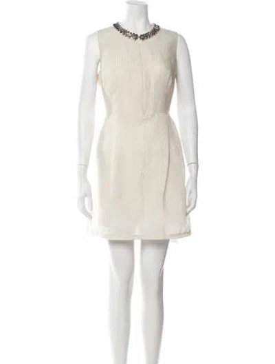 Pre-owned Dice Kayek Tweed Pattern Mini Dress In Neutrals