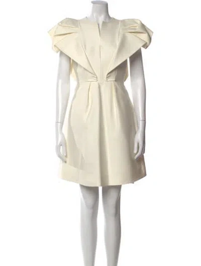 Pre-owned Dice Kayek V-neck Mini Dress In White