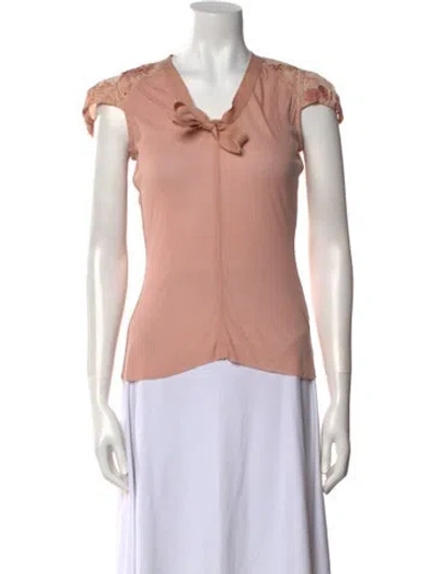 Pre-owned Dice Kayek V-neck Short Sleeve Blouse In Neutral