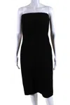 DICE KAYEK WOMENS STRAPLESS SATIN TRIM CREPE SHEATH DRESS BLACK