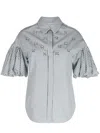Dice Kayek Striped Crystal-embellished Shirt In Green