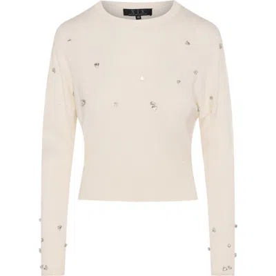 Diciannove Diamond Sparkle Embellished Knit Sweater In Neutral