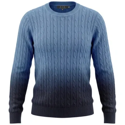 Diciannove Ombre Cable Knit Long Sleeve Sweater Top In Blue
