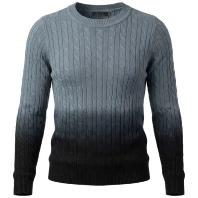 Diciannove Ombre Cable Knit Long Sleeve Sweater Top In Gray
