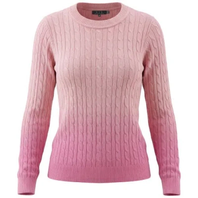 Diciannove Ombre Cable Knit Long Sleeve Sweater Top In Pink