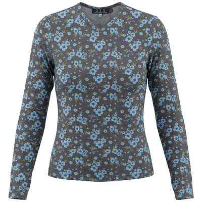 Diciannove Printed Paisley V-neck Long Sleeve Tee Top In Multi