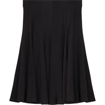 Diciannove Rib Knit Elastic Waist Wide Hem Godet Skirt In Black