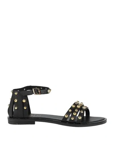 Diciottopiù Woman Sandals Black Size 8 Leather