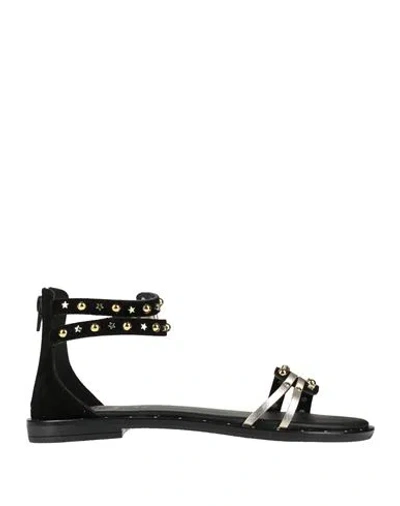 Diciottopiù Woman Sandals Black Size 8 Leather