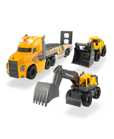 Dickie Toys Hk Ltd Dickie Toys 28" Mack Truck With 2 Volvo Construction Trucks In Yellow