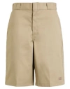 Dickies Polyester Blend Knee Length Shorts With Waist Belt Loops In Beige