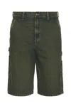 Dickies 14 Loose Denim Painter Short In Green Tone Fade