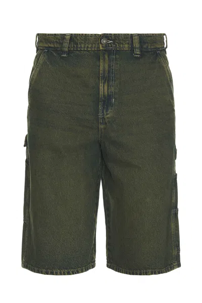 Dickies 14 Loose Denim Painter Short In Green Tone Fade