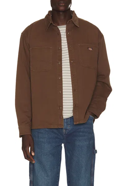 Dickies 247 Garment Dyed Work Shirt In Timber Brown