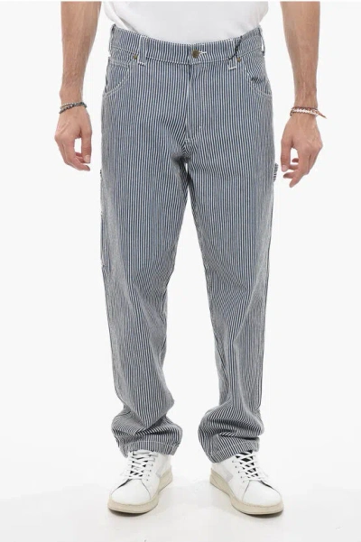 Dickies Awning Striped Garyville Hickory Trousers With Belt Loops In Blue