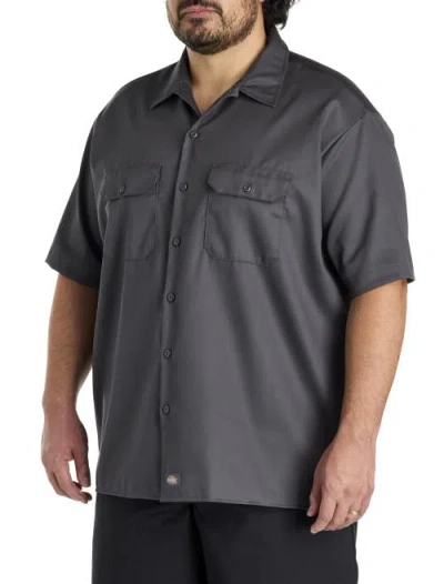 Dickies Big & Tall Performance Twill Work Shirt In Gray